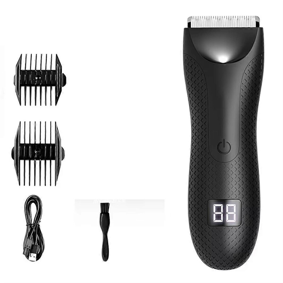 Body Hair Trimmer Rechargeable Groin Hair Trimmer Ceramic Blade Electric Shaver with 2 Guide Comb Bo