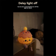 Schattige verjaardagstaart nachtlamp, USB oplaadbare slaaplamp met 2 helderheidsniveaus, compatibel met nachtlampjes.
