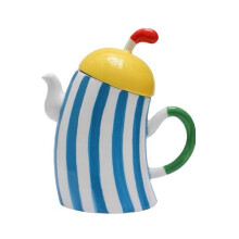 Cute Ceramic Teapot with Tea Infuser Hole ,Akimbo Handle Beautiful Tea Pot Water Kettle Porcelain Ju
