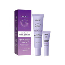 (2pcs)Facial Hair Removal Cream - Painless & Soothing Hair Removal Cream + Calming Serum - Gentle Formula - Safe for Sensitive Skin - Smooth Skin