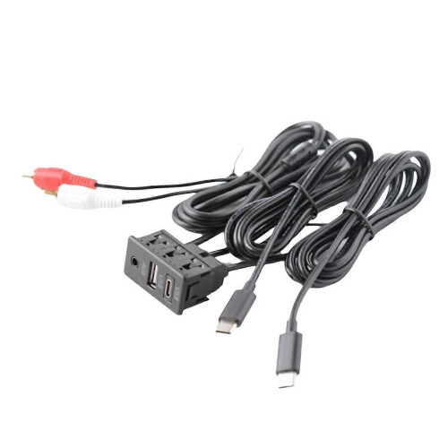 Car Android Navigation Machine AUX Panel TYPE-C+RCA Input Double USB+AUX Interface Panel Extension C 2
