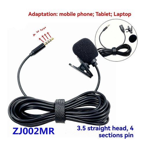 Microfone de lapela estéreo mini com fio, plugue de 3,5 mm, compatível com celular, tablet e laptop. 1