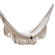 Macrame Fringe Hammock with Storage Bag Handmade Hanging Double Bed with Tassel Decor compatible with Outdoor 2*1.5m Bearing 250kg New