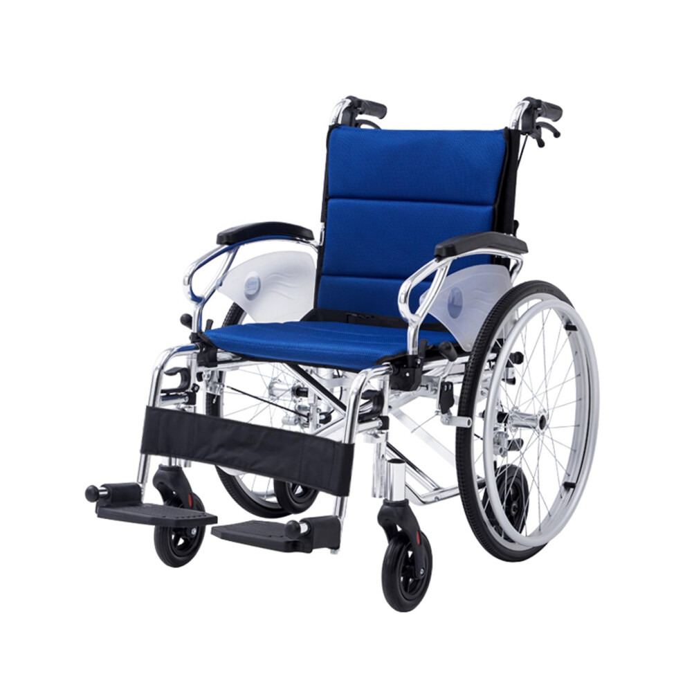 Lightweight Folding Aluminum Transport Wheelchair for Adults with Handbrakes and Adjustable Backrest