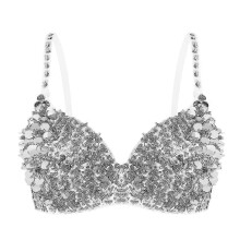 Sparkling Sequin-Decorated Padded Bra Tops compatible with Women's Belly Dance Costumes Ideal compatible with Raves and Dance Club Parties