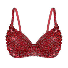 Sparkling Sequin-Decorated Padded Bra Tops compatible with Women's Belly Dance Costumes Ideal compatible with Raves and Dance Club Parties