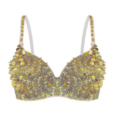 Sparkling Sequin-Decorated Padded Bra Tops compatible with Women's Belly Dance Costumes Ideal compatible with Raves and Dance Club Parties