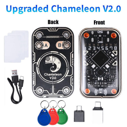 Chameleon Ultra V2.0 RFID Smart Chip Reader Emulator 125Khz 13.56Mhz Kaartdecoder NFC Duplicator + 3xCU 1