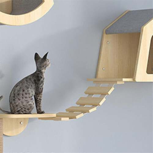 Cat Hammock Climbing Frame Wall Ladder, Climbing Frame Connector, Small Solid Wood Cat Climbing Fram 2