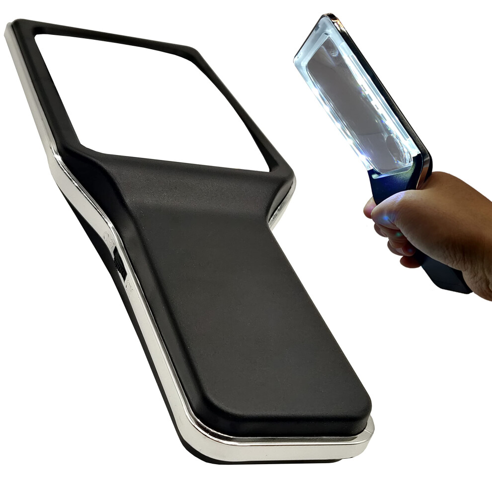 LED Magnifying Glass 3x 6x Dual Lens with Adjustable Brightness for Reading and Seniors