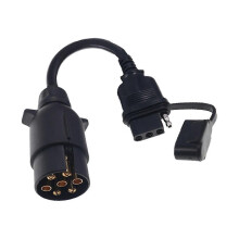 EU to US Trailer Light Converter 7 Pin Round Adapter European Trailer to 4 Pin Flat Socket Vehicle T