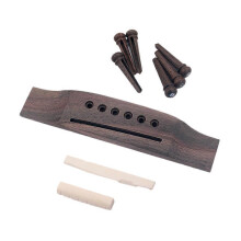 Ersatzset kompatibel mit Akustikgitarre: Ebenholzbrückenendstifte, Knochensattel & -muttern und Holzbrückenparts