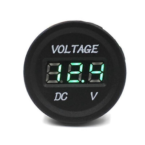 Voltmetro digitale a LED impermeabile per auto e moto, 12V-24V CC (verde)