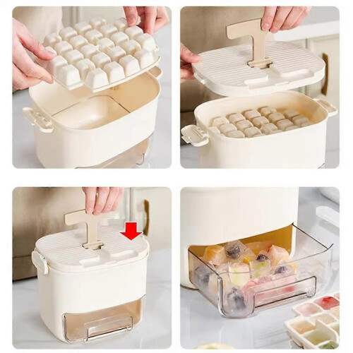 Large Capacity Ice Block Tray with Drawer-Type Design, Hidden Handle, Freezer Safe,Ice Maker Mold fo 1
