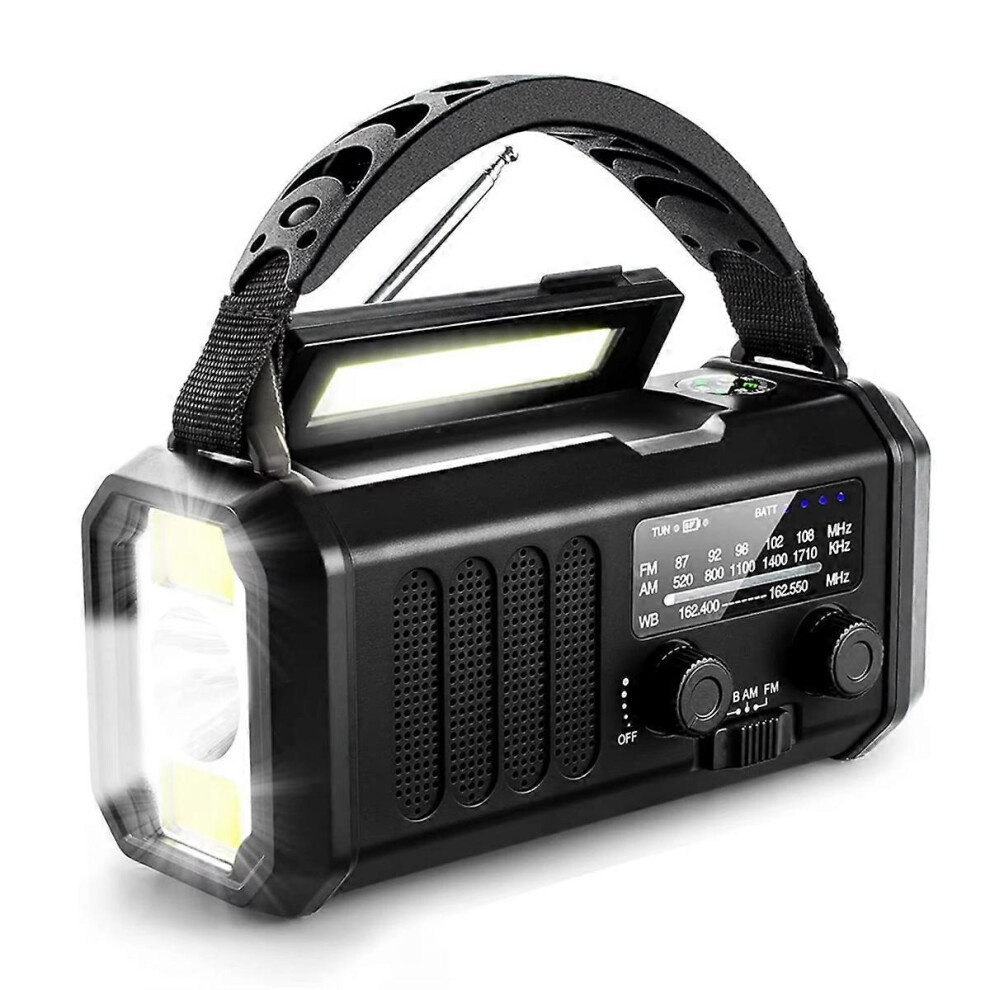 Emergency Weather Radio Fm/Am/,Portable Hand Crank Radio,Flashlight ,Solar Powered 10000Mah Compatible With Outd 3297865931946