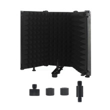 Escudo de isolamento de microfone ajustável de 3 painéis, dobrável, filtro de microfone para gravação em estúdio, esponja de som para microfone.