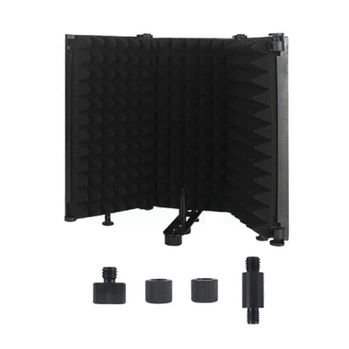 Adjustable 3 Panel Microphone Isolation Shield Foldable Studio Recording Mic Filter Mic Sponge Sound