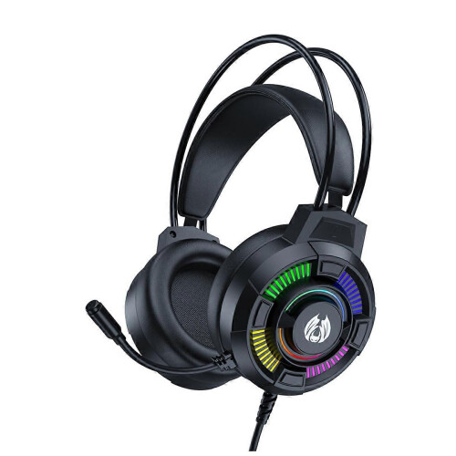 Casque de jeu stéréo 7.1 avec basses surround, éclairage RGB et réduction de bruit active.