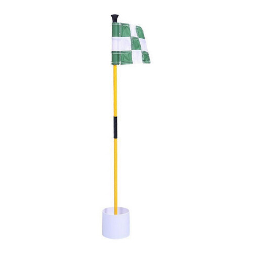 Drapeau de golf vert et blanc, mât de drapeau coloré à damier vert en deux sections pour trou cible, golf