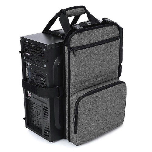 Desktop Computer Case Belt Holder Desktop Carrying Case with Pockets compatible with Keyboard Cable Headphone fo