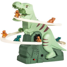 Toboggan interactif rotatif dynamique avec escalier pour enfants, motif dinosaures, jouet éducatif électrique.