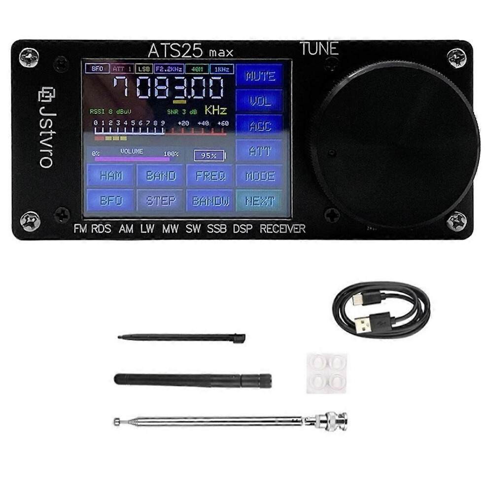 Ats25 Max Si4732 All Band Radio Receiver Fm Rds Am Lw Mw Sw Ssb Receiver W/ 2.4Inch Touch Screen Black 3287850331202