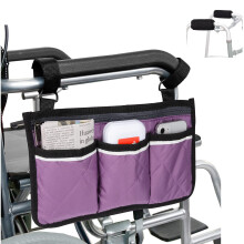 Wheelchair Side Bag with Reflective Strips and Foam Padded Walker Hand Grips Bundle for Comfort and Safety