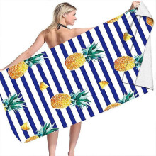 Oversized Beach Towel 59x27" Oversized Microfiber Striped Sandless Pool and Swim Towel Quick Dry Super Absorbent