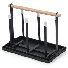 Bottle Holder,Dish Drainer Bottles,6 Bottle Stand, Metal Cup Holder with Drip Tray and Bottle Dryer