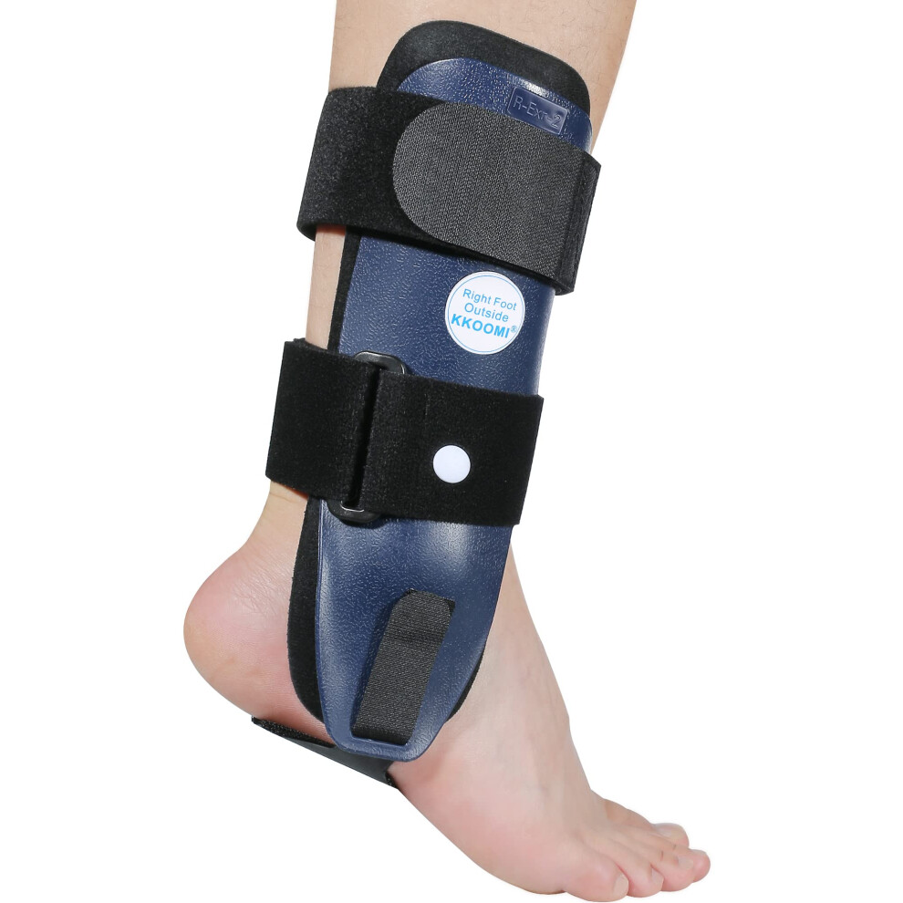 Right Foot Ankle Support Brace with Rigid Stirrup Stabilization and Sponge Cushion Comfort for Sprains, Tendonitis, Volleyball, Basketball