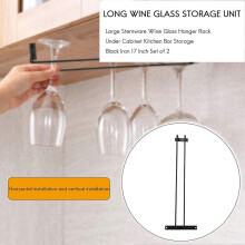 Large Stemware Wine Glass Hanger Rack Under Cabinet Kitchen Bar Storage 17 Inch Set of 2