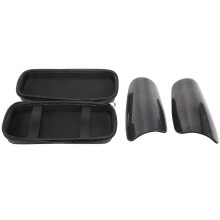 Espinilleras de fútbol de fibra de carbono con estuche de transporte, transpirables, profesionales y resistentes, compatibles con niños y jóvenes.