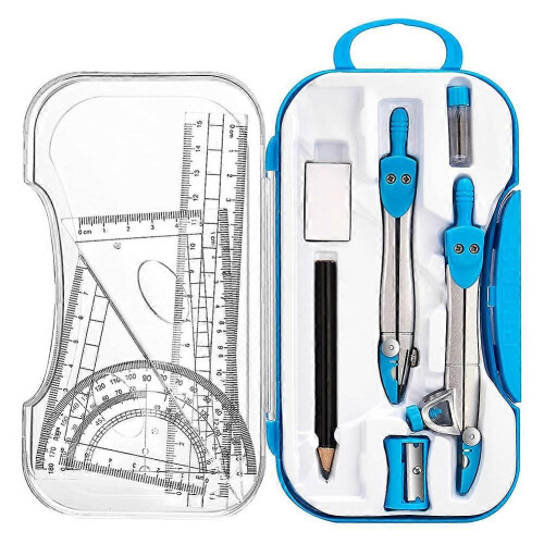 Geometry Set 10 Pcs Math Supplies Kit,Including Compass,Protractor,Ruler,Eraser,Pencil ,compatible with Drawing