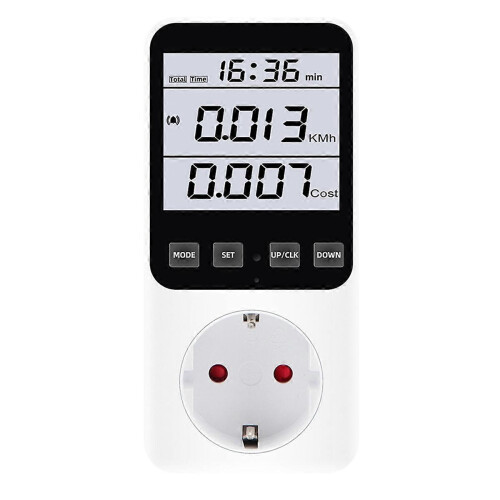 EU Plug,Digital Energy Meter Wattmeter Socket Voltage Power Consumption AC230V 16A Electricity Analy