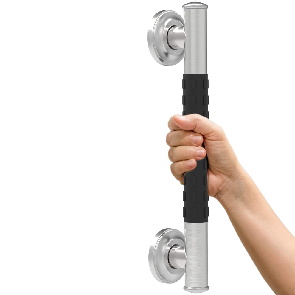 Bath Safety Grab Bar 12 Inch Brushed Nickel ADA Compliant AntiâSlip Soft Grip 500lb Support