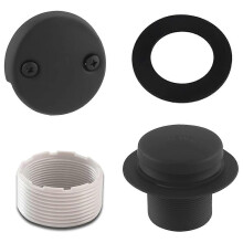 Kit de vidange de baignoire noir avec trop-plein, bonde de baignoire Tip-Toe et plaque de recouvrement de trop-plein à deux trous, Univers