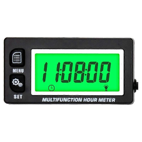 LCD Digital Hourmeter Tachometer Engine Thermometer Replaceable Clock compatible with Motorcycle ATV Marine Boat