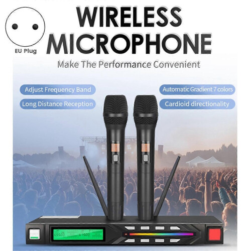 Handheld Portable Wireless Microphone System Mic UHF Long Range Dual Antenna compatible with Karaoke Stage Perfo 1