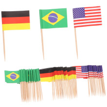 125pcs Assorted National Flag Toothpicks for Party Food – Patriotic Wooden Picks for Appetizers and Snacks