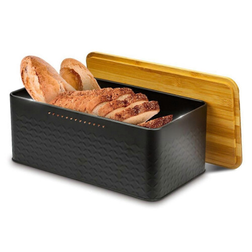 Large Capacity Bread Box with Breathable Holes with Bamboo Lid,Eco-Friendly Kitchen Storage Solution 1