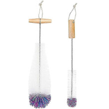 Cepillo para botellas compatible con botellas de vidrio, limpiador de botellas, paquete de 2 cepillos de limpieza, limpiador de botellas