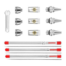 Kit di attrezzi per la pulizia e la riparazione dell'aerografo, set di spazzole ad ago in acciaio inossidabile da 0,2 mm, 0,3 mm e 0,5 mm.