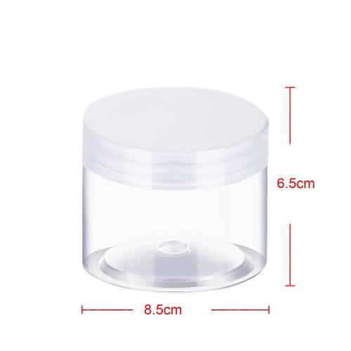 Conjunto de 12 potes plásticos vazios para temperos, com boca larga e tampa, compatíveis com produtos de beleza. 1