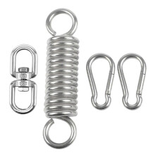 Suspensión de resortes ajustables con ganchos de torsión, compatible con sillas mecedoras y columpios resistentes.