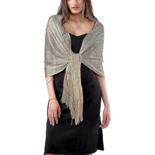 Women's Sparkle Shawls And Wraps for Party Dresses Gold