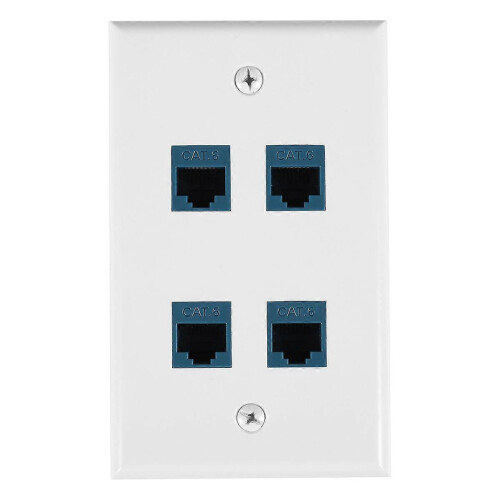 Πλάκα τοίχου Ethernet 4 θυρών, θηλυκή-θηλυκή, συμβατή με συσκευές Ethernet Cat7/6/6E/5/5E