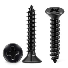 100 vis autotaraudeuses M4x25 mm en acier inoxydable noir, tête fraisée cruciforme A2