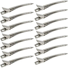 24 Packs Clips 9cm Rustproof Metal Alligator Curl Clips with Holes for Hair Styling Hair Coloring Silver