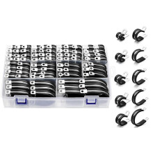 Morsetti per cavi - 112 pezzi 10 misure - Kit assortimento di morsetti per tubi in acciaio inossidabile con cuscinetto in gomma isolato Wi