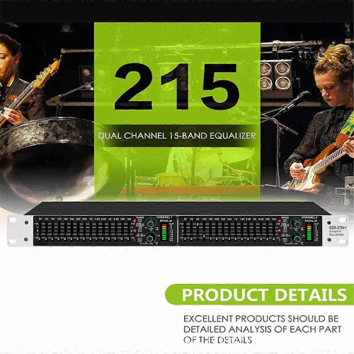 EQ215S Active Balanced Dual 15Band Graphic Equalizer Professional Audio Sound Processor compatible with Studio/L 1